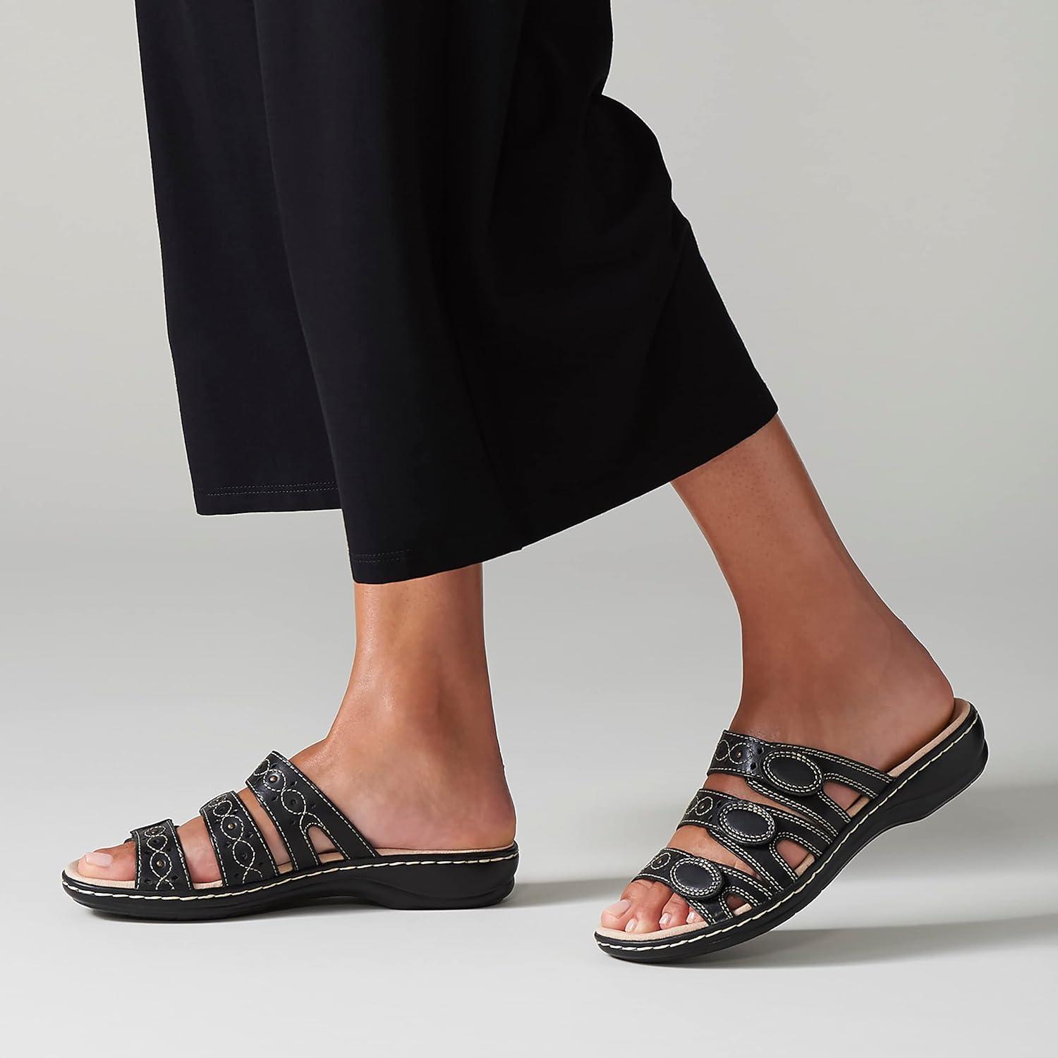 imageClarks Womens Leisa Cacti Q Slide SandalBlack Leather
