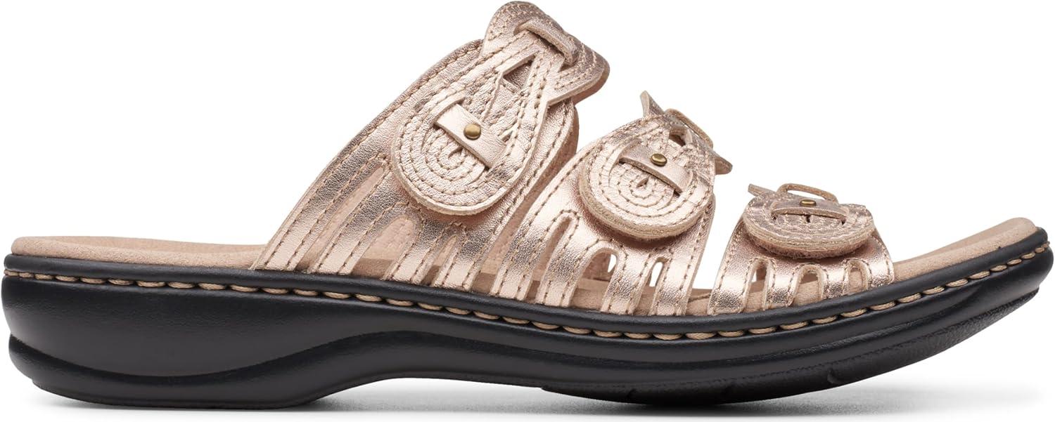 imageClarks Womens Leisa Faye Flat SandalRose Gold Leather