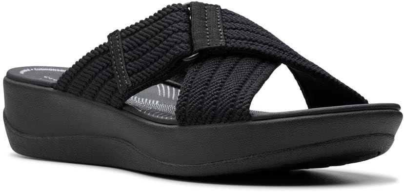 imageClarks womens Arla WaveSlide SandalBlackWhite