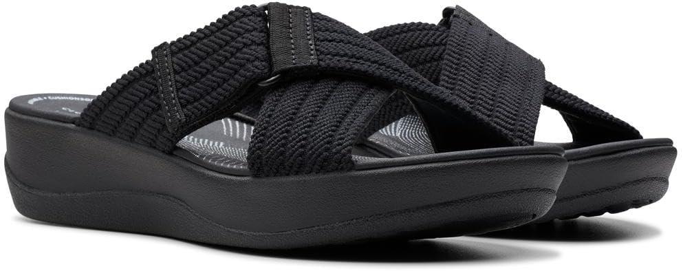 imageClarks womens Arla WaveSlide SandalBlackWhite