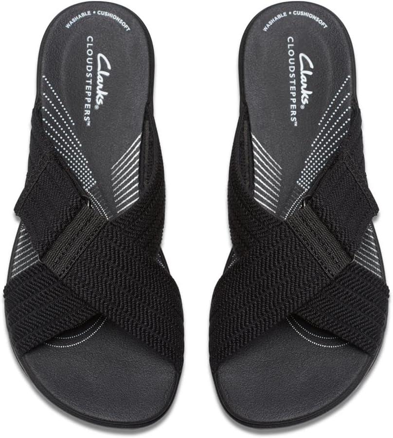 imageClarks womens Arla WaveSlide SandalBlackWhite
