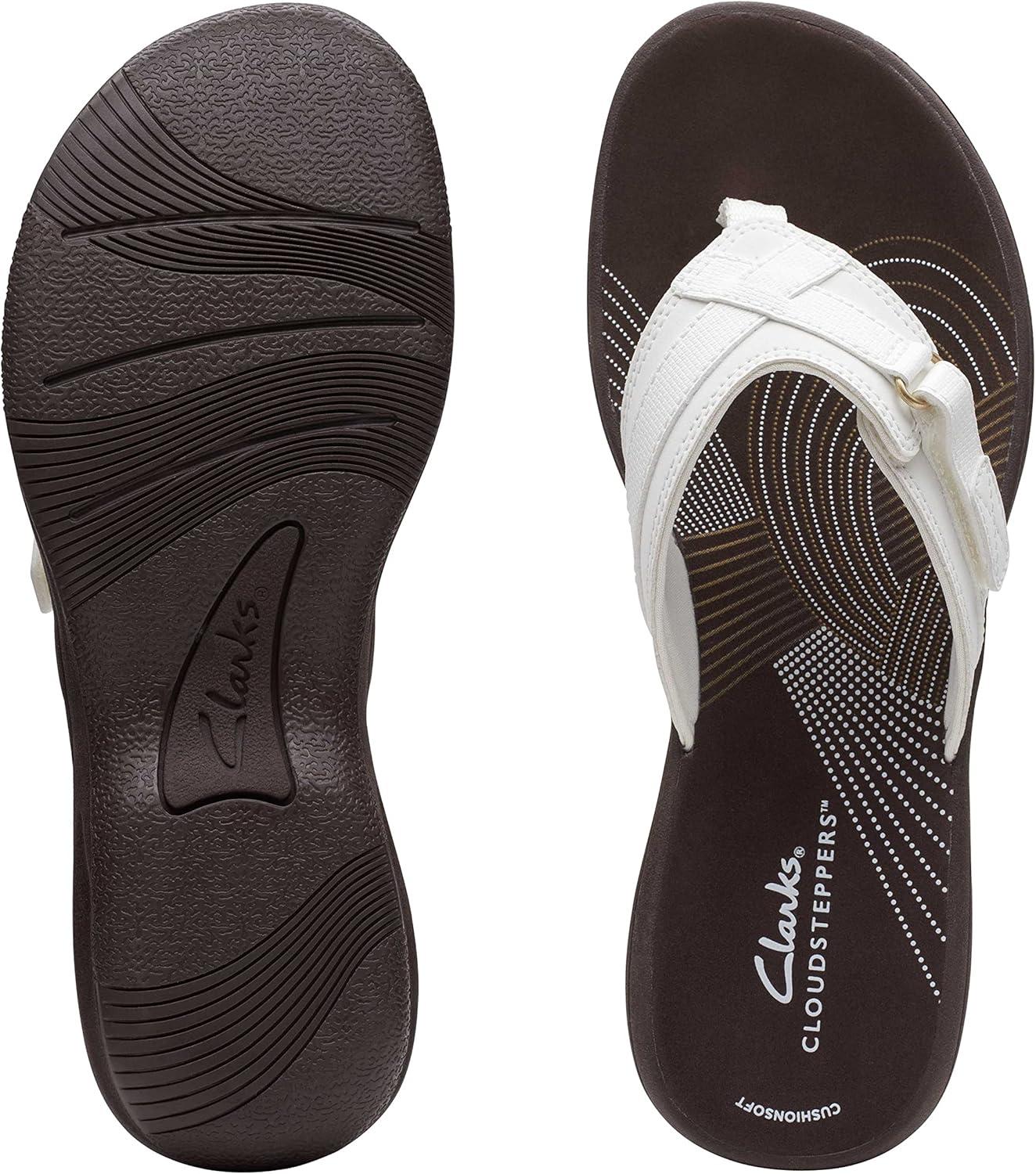imageClarks womens Breeze SeaWhite SyntheticBrown Sole
