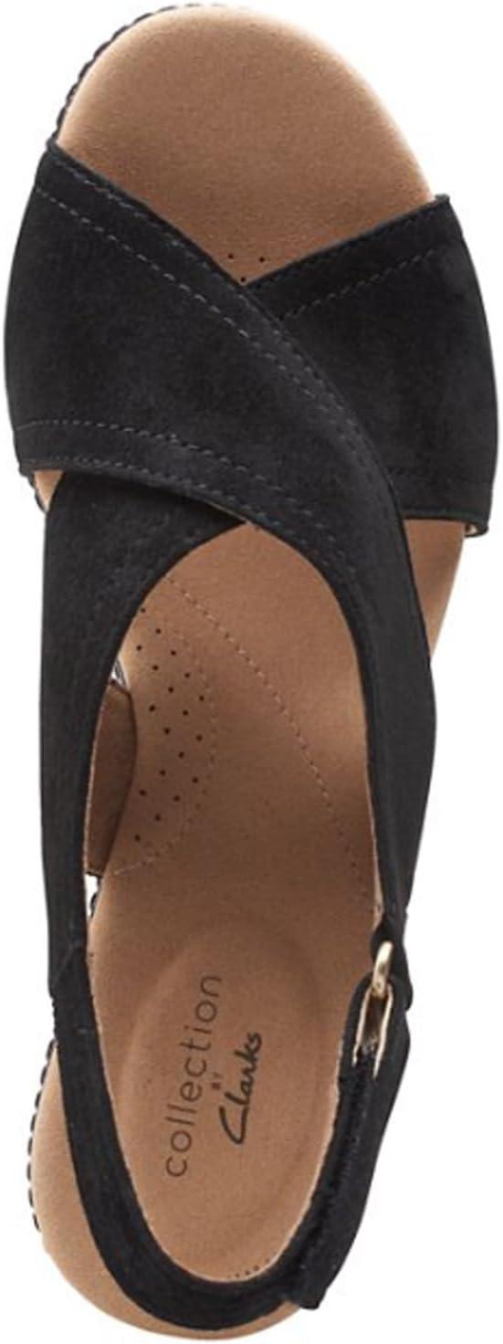 imageClarks womens WedgeWedge SandalBlack Suede