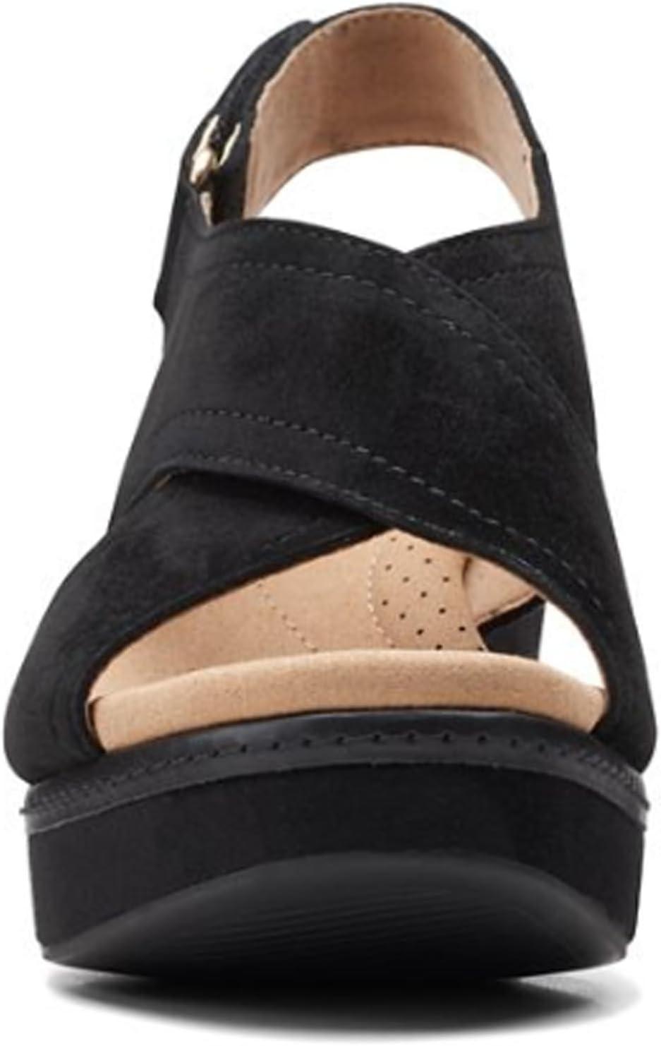 imageClarks womens WedgeWedge SandalBlack Suede