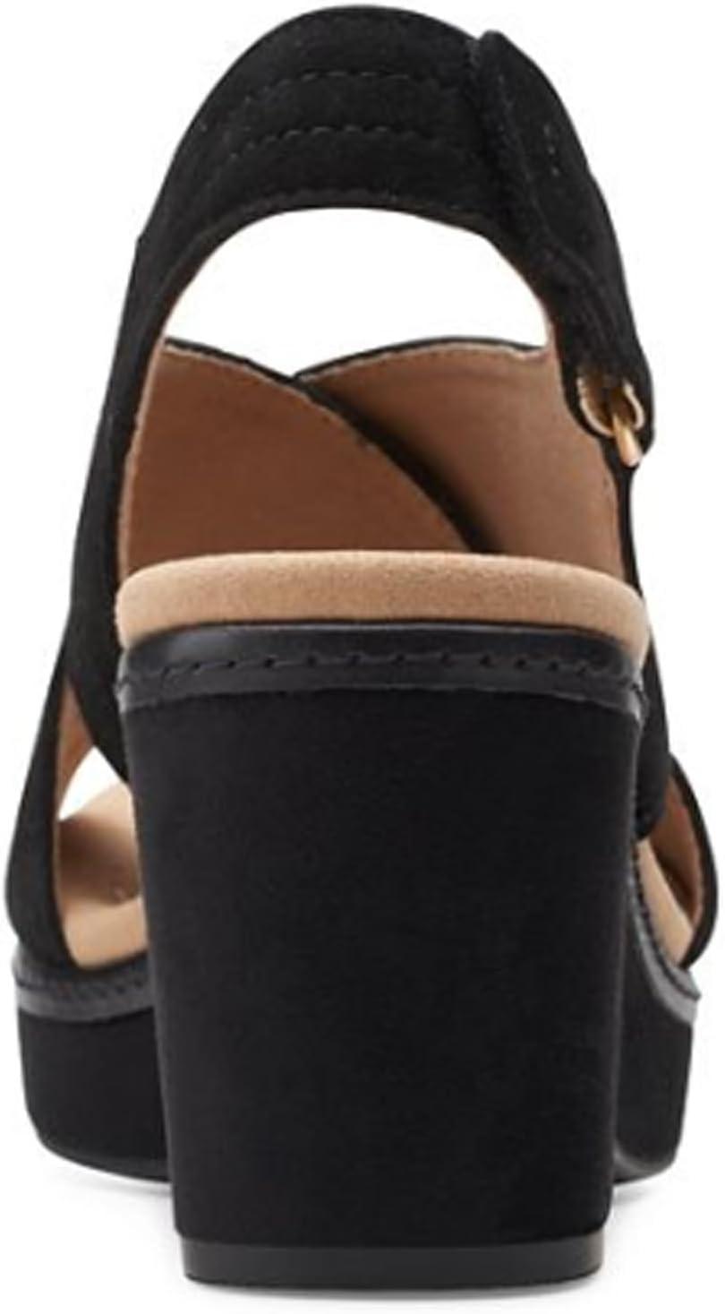 imageClarks womens WedgeWedge SandalBlack Suede