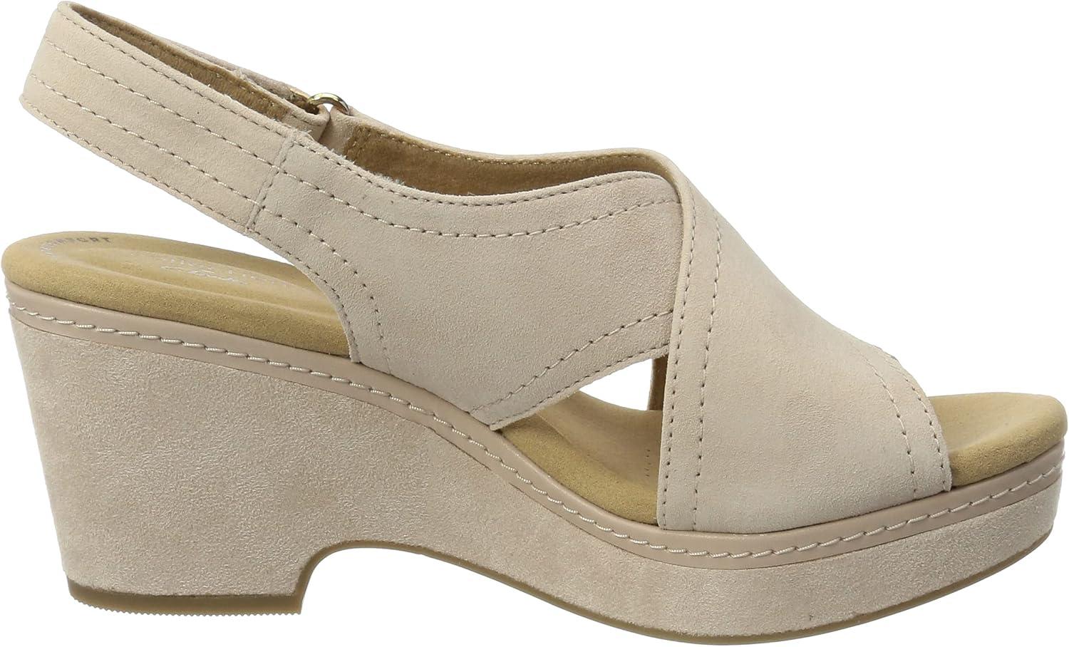 imageClarks womens WedgeWedge SandalDusty Rose Suede 010
