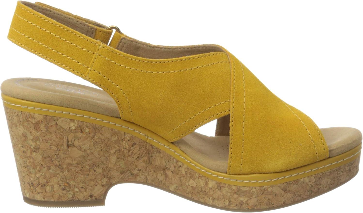 imageClarks womens WedgeWedge SandalGolden Yellow Leather 010