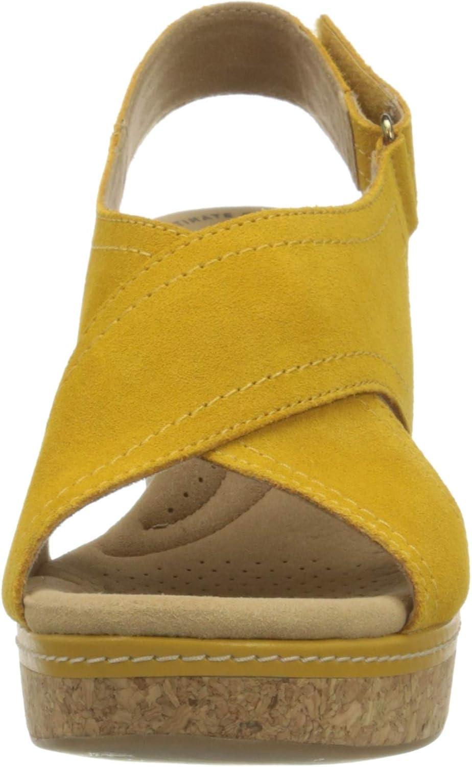 imageClarks womens WedgeWedge SandalGolden Yellow Leather 010