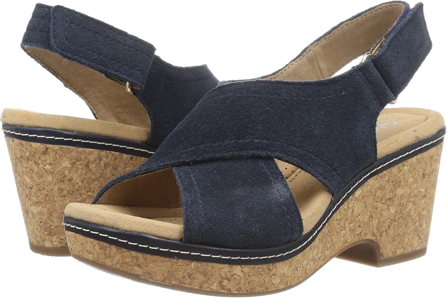 imageClarks womens WedgeWedge SandalNavy