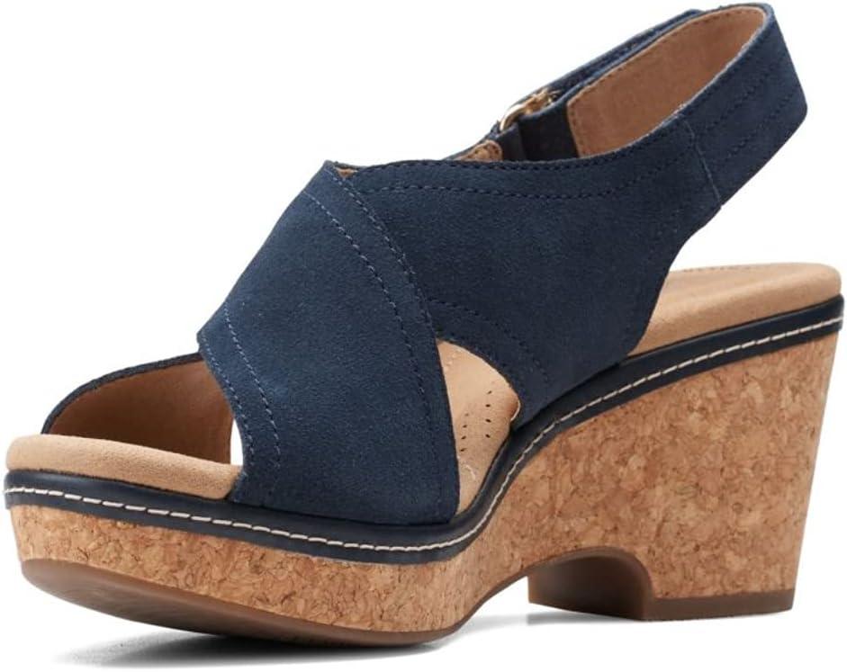 imageClarks womens WedgeWedge SandalNavy Leather
