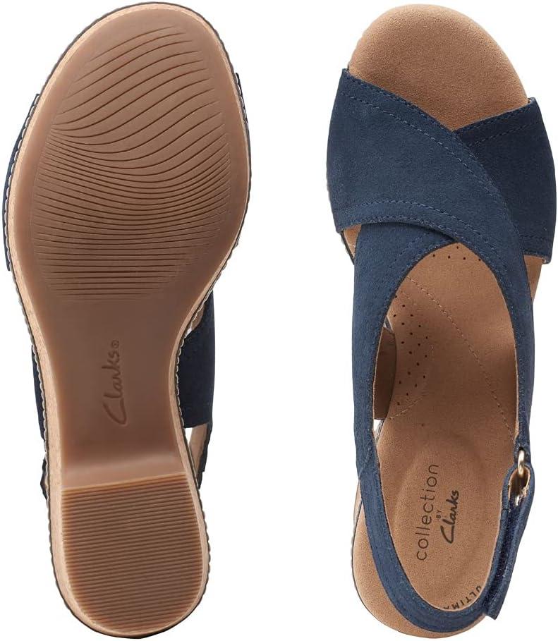 imageClarks womens WedgeWedge SandalNavy Leather