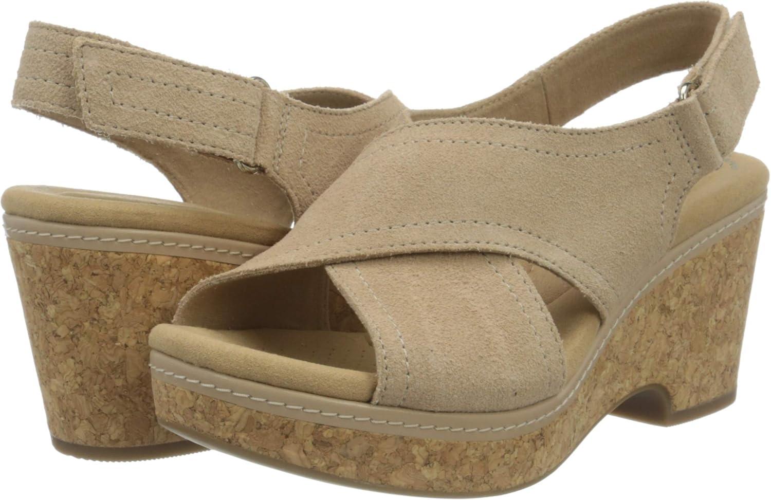 imageClarks womens WedgeWedge SandalSand Leather 010