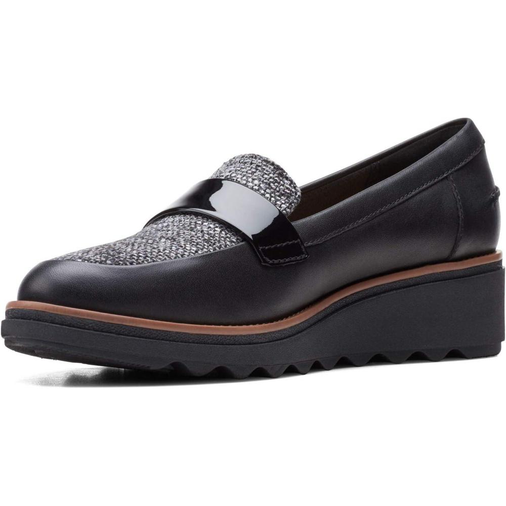 imageClarks Womens Neiley Pearl SandalsBlack LeatherTweed