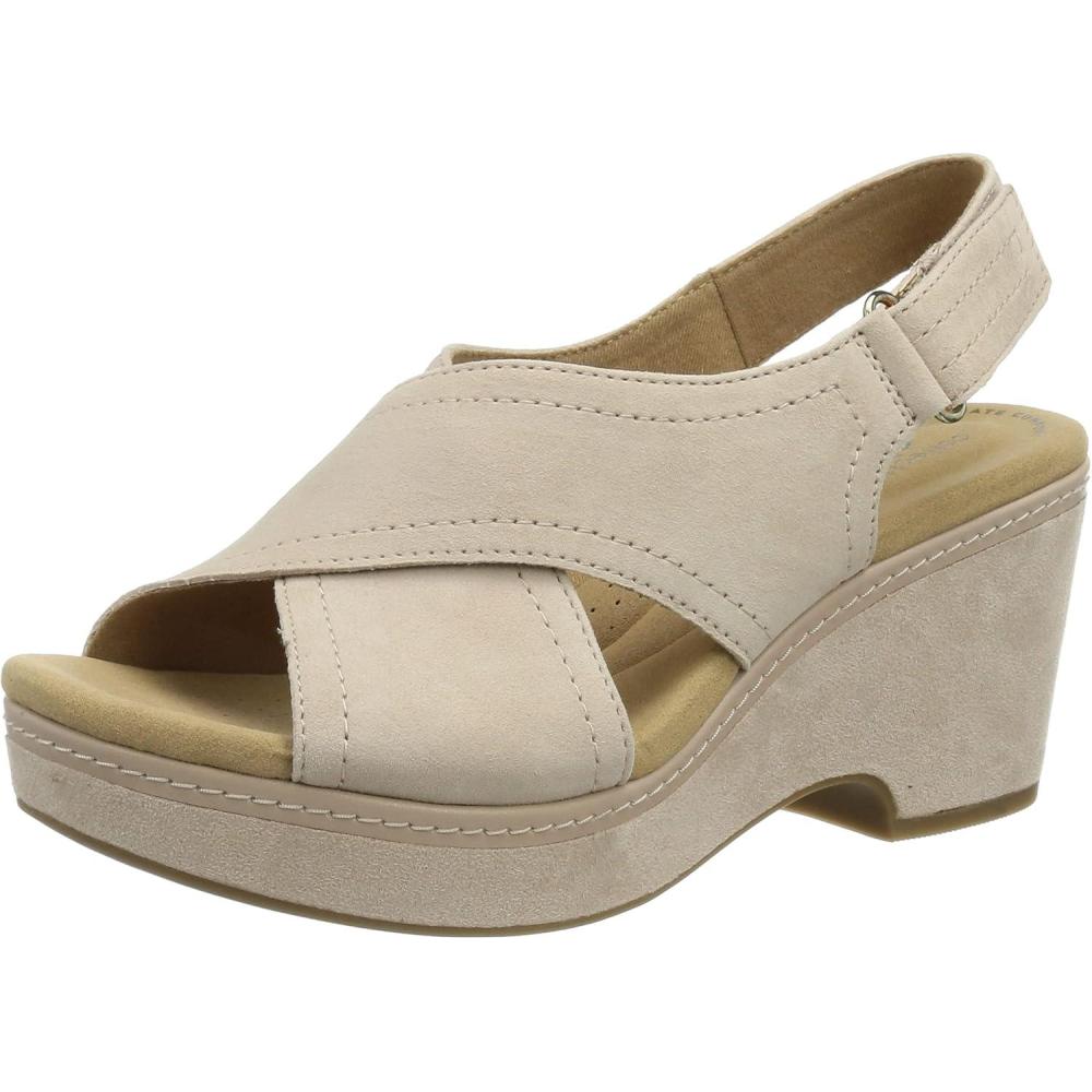imageClarks womens WedgeWedge SandalDusty Rose Suede 010