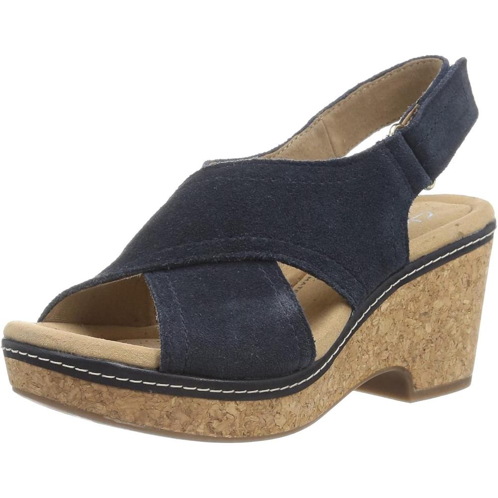 imageClarks womens WedgeWedge SandalNavy