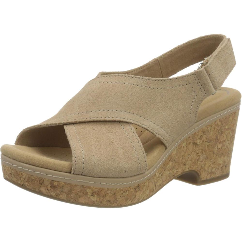 imageClarks womens WedgeWedge SandalSand Leather 010