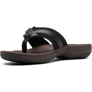 Clarks womens Breeze Sea(Black Synethetic/Brown Sole)