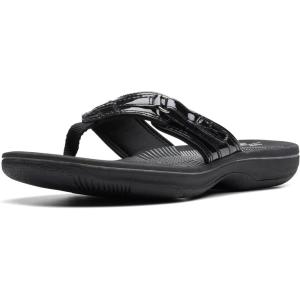 Clarks womens Breeze Sea(Black Synthetic Patent)