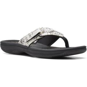 Clarks womens Breeze Sea(Black/White Snake Synthetic)