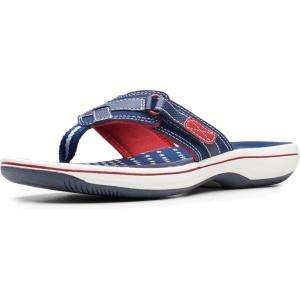Clarks womens Breeze Sea(Navy/Red Synthetic)