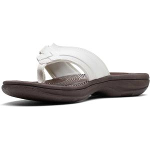 Clarks womens Breeze Sea(White Synthetic/Brown Sole)