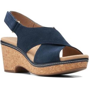 Clarks womens WedgeWedge Sandal(Navy Leather)