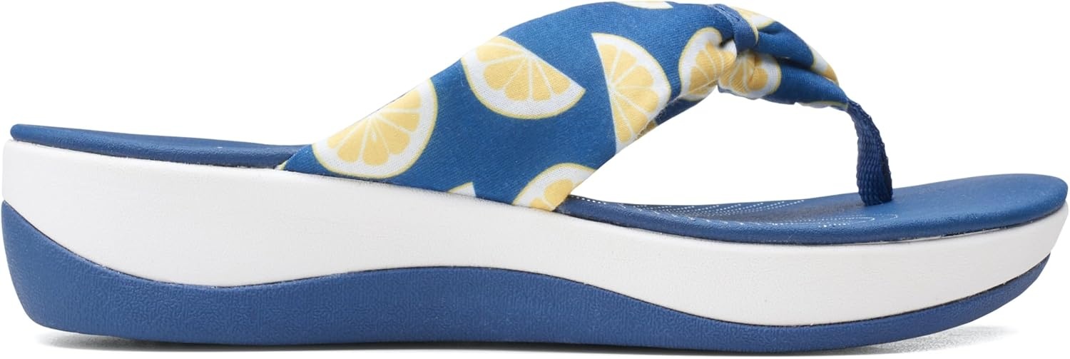 image:imageClarks Womens Arla Glison Flip FlopBlue Textile With Lemons