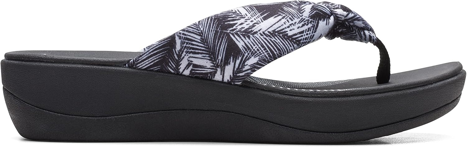 image:imageClarks Womens Arla Glison Flip FlopWhite Palms Textile Black Sole