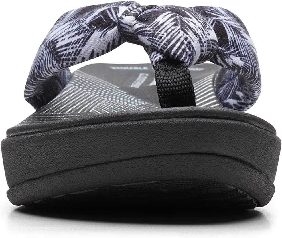 image:imageClarks Womens Arla Glison Flip FlopWhite Palms Textile Black Sole