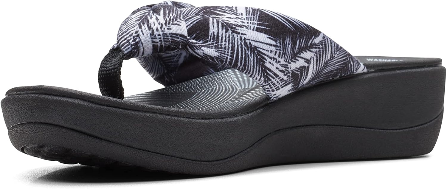 image:imageClarks Womens Arla Glison Flip FlopWhite Palms Textile Black Sole