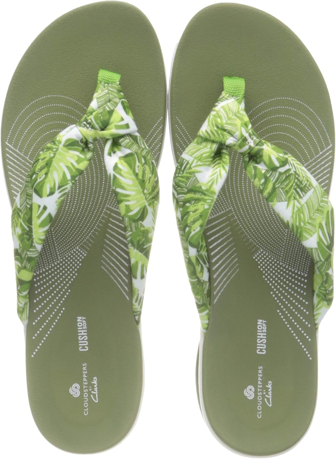 image:imageClarks Womens Arla Glison Flip FlopWhite Textile W Green Palms