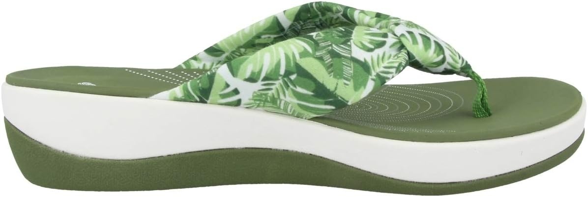 image:imageClarks Womens Arla Glison Flip FlopWhite Textile W Green Palms