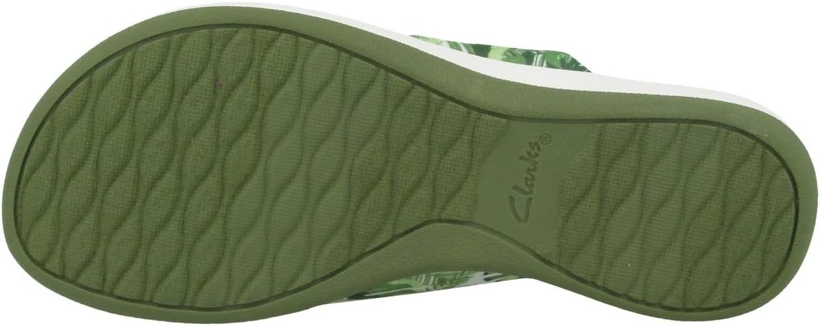 image:imageClarks Womens Arla Glison Flip FlopWhite Textile W Green Palms