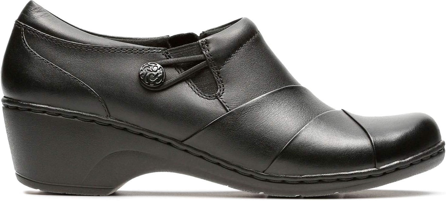 image:imageClarks Womens Channing Ann SlipOn LoaferBlack LeatherEnamel Button