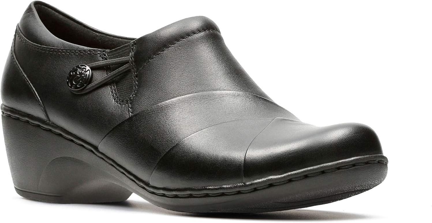image:imageClarks Womens Channing Ann SlipOn LoaferBlack LeatherEnamel Button
