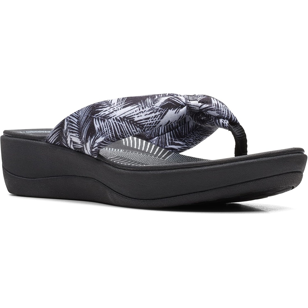 image:imageClarks Womens Arla Glison Flip FlopWhite Palms Textile Black Sole