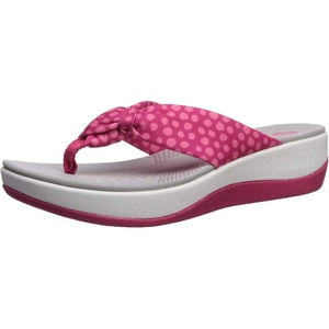 Clarks Women’s Arla Glison Flip Flop(Bright Rose Textile/Pink Dots)
